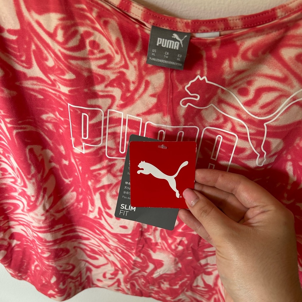 Puma Red and White Patterned Tee BRAND NEW